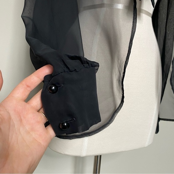 Yves Jennet Vintage Sheer Black Tie Neck Formal Topper Shrug, One Size - Picture 4 of 12